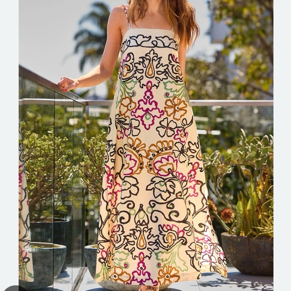 Evereve Zoey ScrollFloral maxi dress NWT size XS